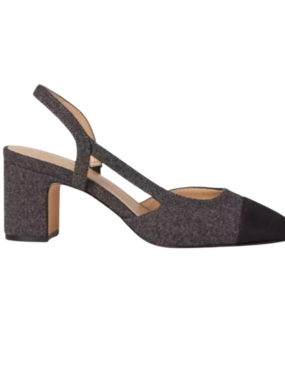 NEW! ANN TAYLOR Grey And Black Cap Toe Slingback Heels 11.